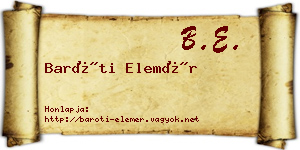 Baróti Elemér névjegykártya