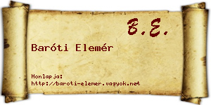 Baróti Elemér névjegykártya
