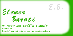 elemer baroti business card